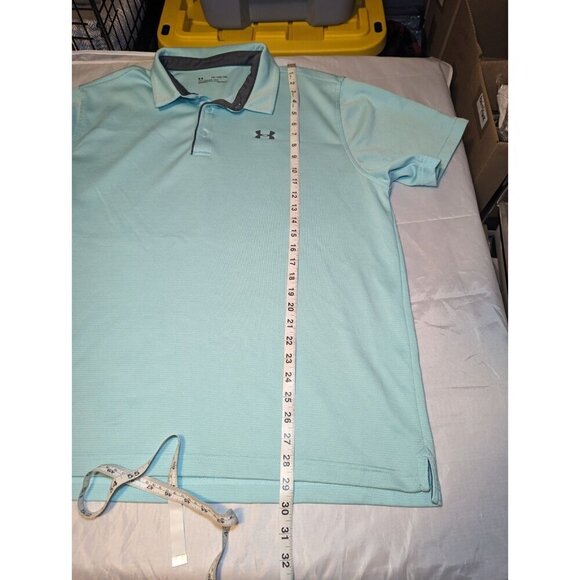 Under Armour Sky Blue Mens Polo Short Sleeve Shirt Size 2XL Loose Fit Heatgear - Picture 8 of 14